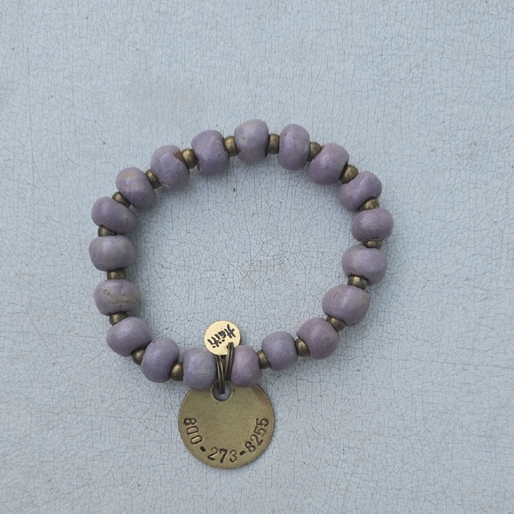 Jewelry - Purple Beaded Bracelet Gold Accent Charm Suicide Prevention